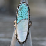 Vintage Sterling Turquoise and MOP Inlay Ring 5.5