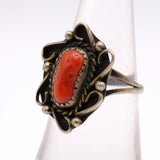 Vintage Sterling Coral Ring 6.75