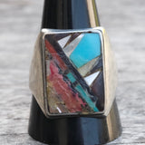 Vintage Sterling Inlay Ring 11.75