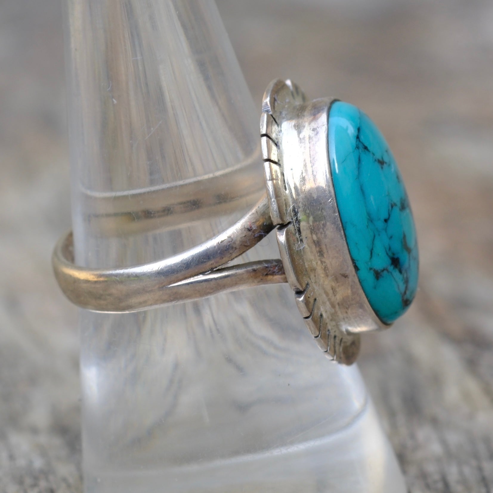 Vintage Sterling Turquoise Ring 8.25