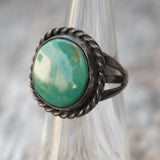 Vintage Sterling Turquoise Roper Ring 4.75