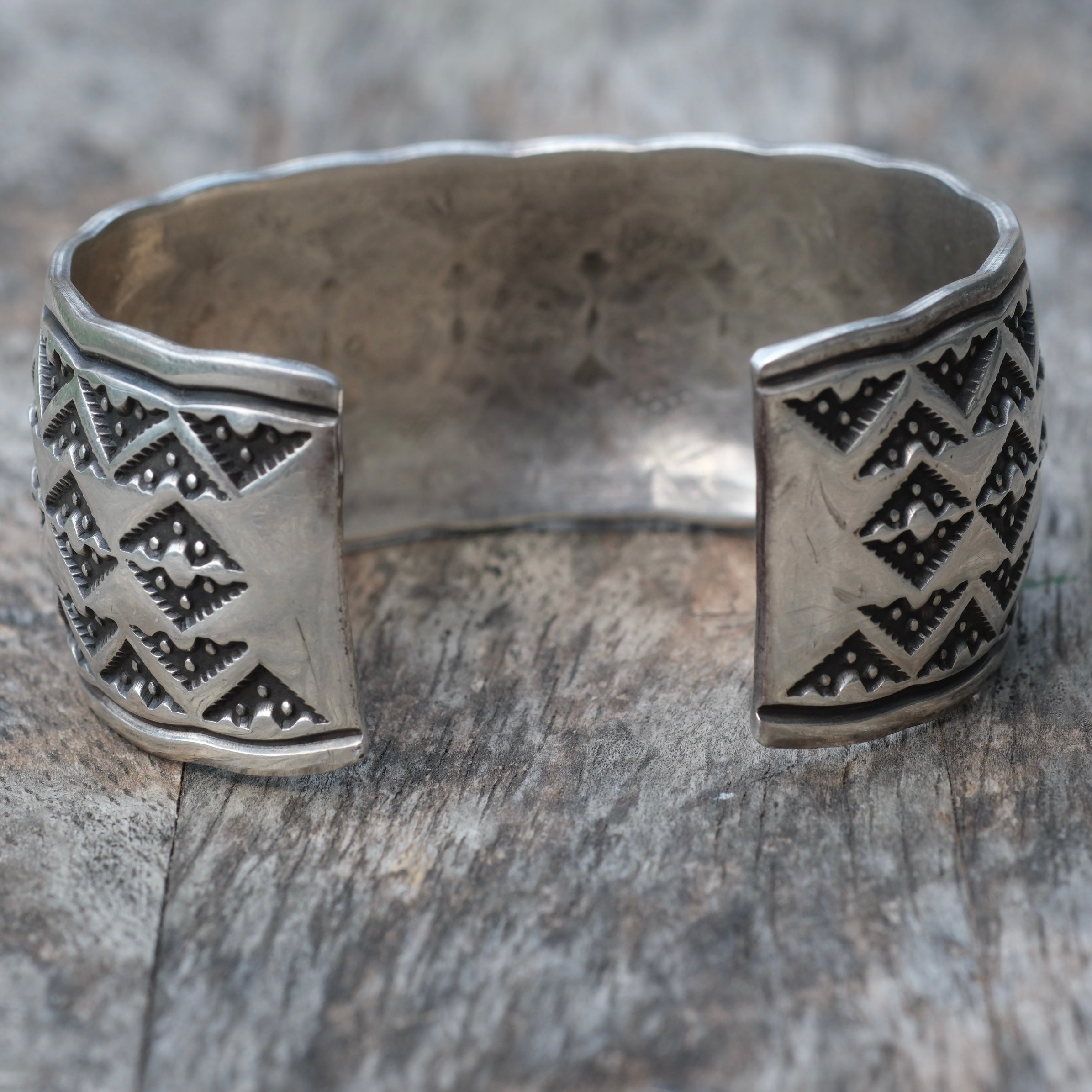 Huge Vintage Sterling Stamped Cuff Bracelet Etsitty