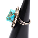 Vintage Sterling Turquoise Roper Ring 5.75