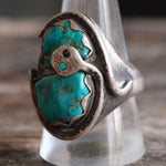 Vintage Sterling Turquoise Snake Ring 10.5