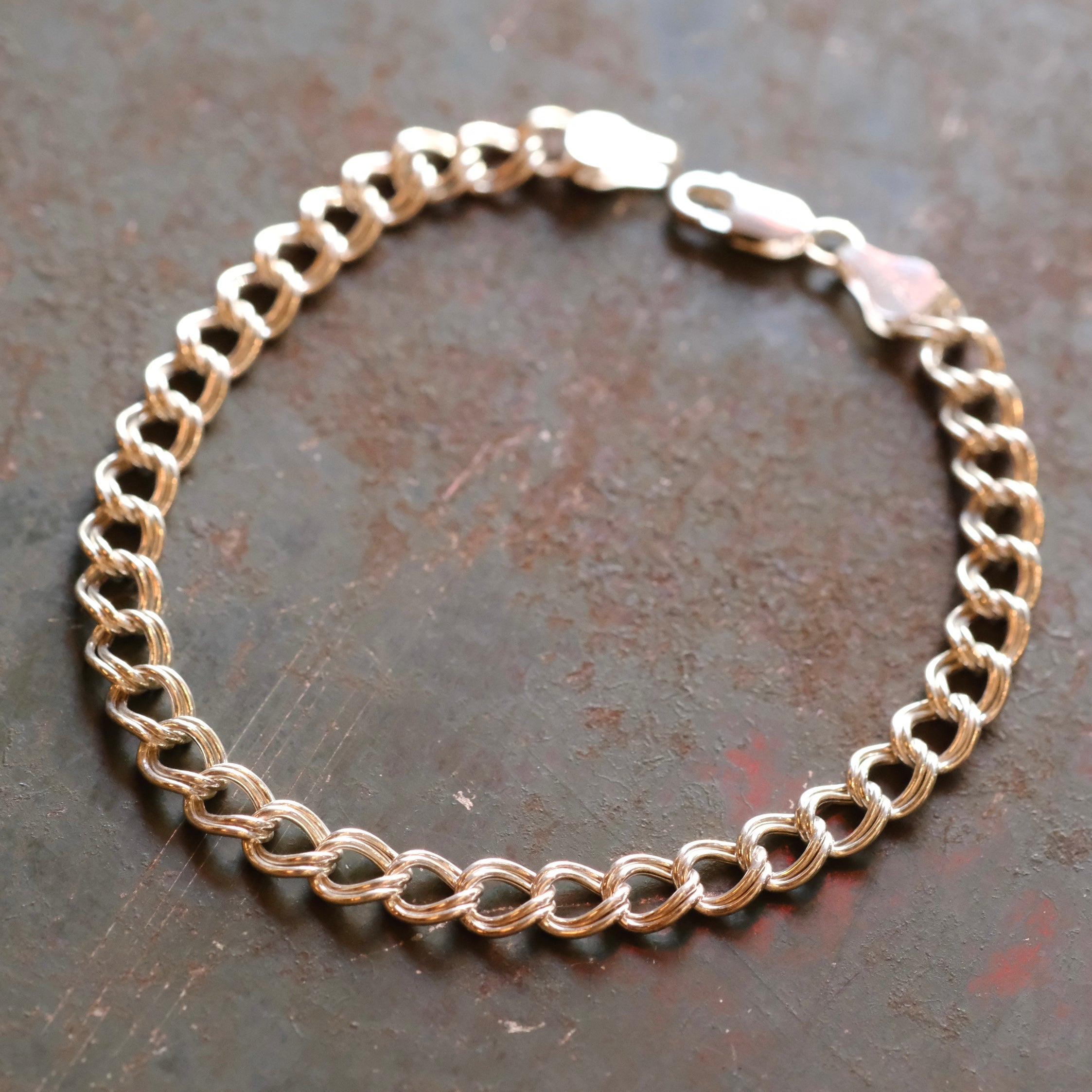 Vintage Sterling Double Curb Chain Bracelet