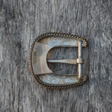 Vintage Ladies Sterling Silver Engraved Floral Belt Buckle .75"