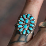 Vintage Sterling Turquoise Cluster Ring 6