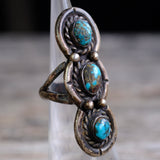 Vintage Sterling 3-Stone Turquoise Ring 4.5