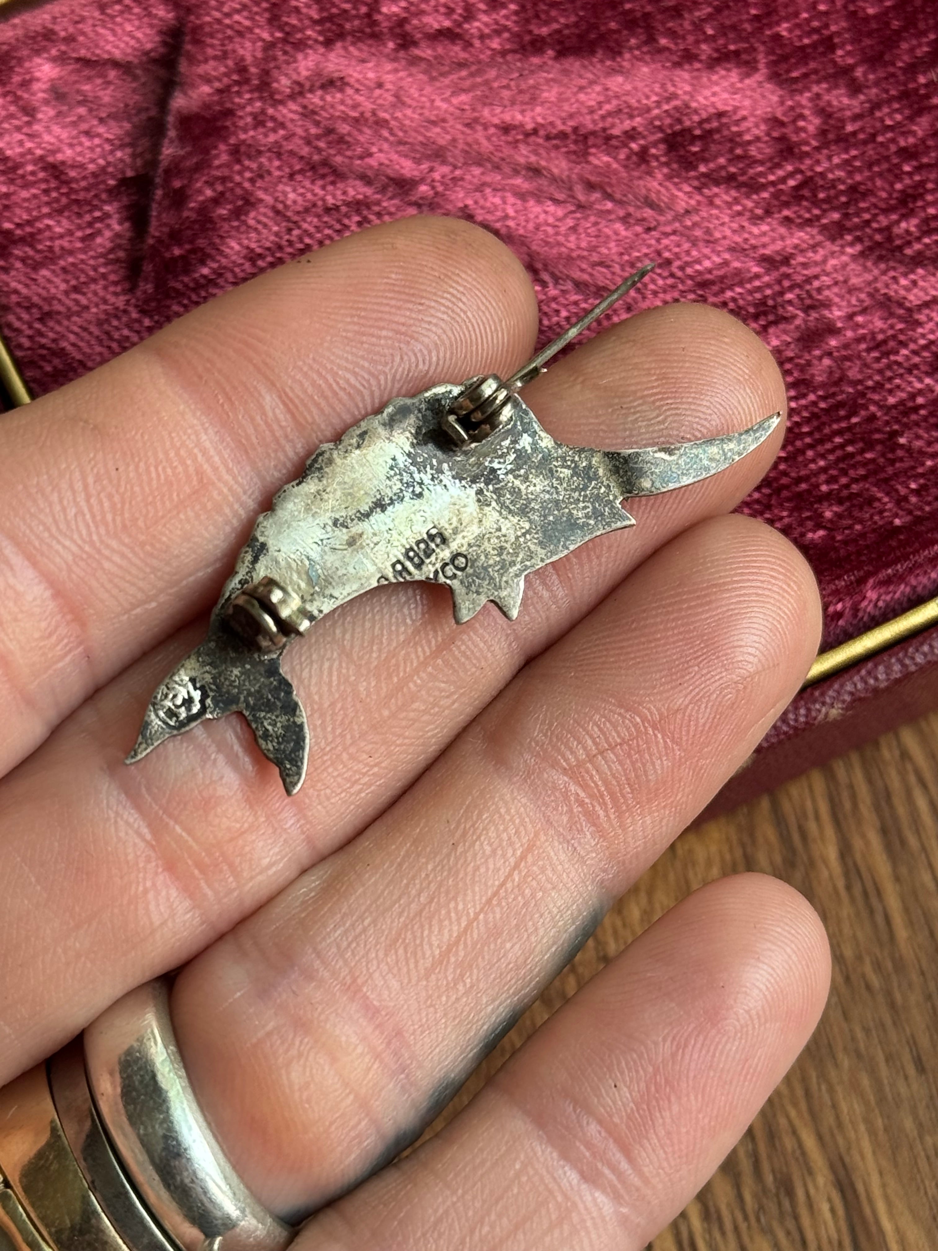 Vintage Sterling Silver Abalone Inlay Swordfish Pin