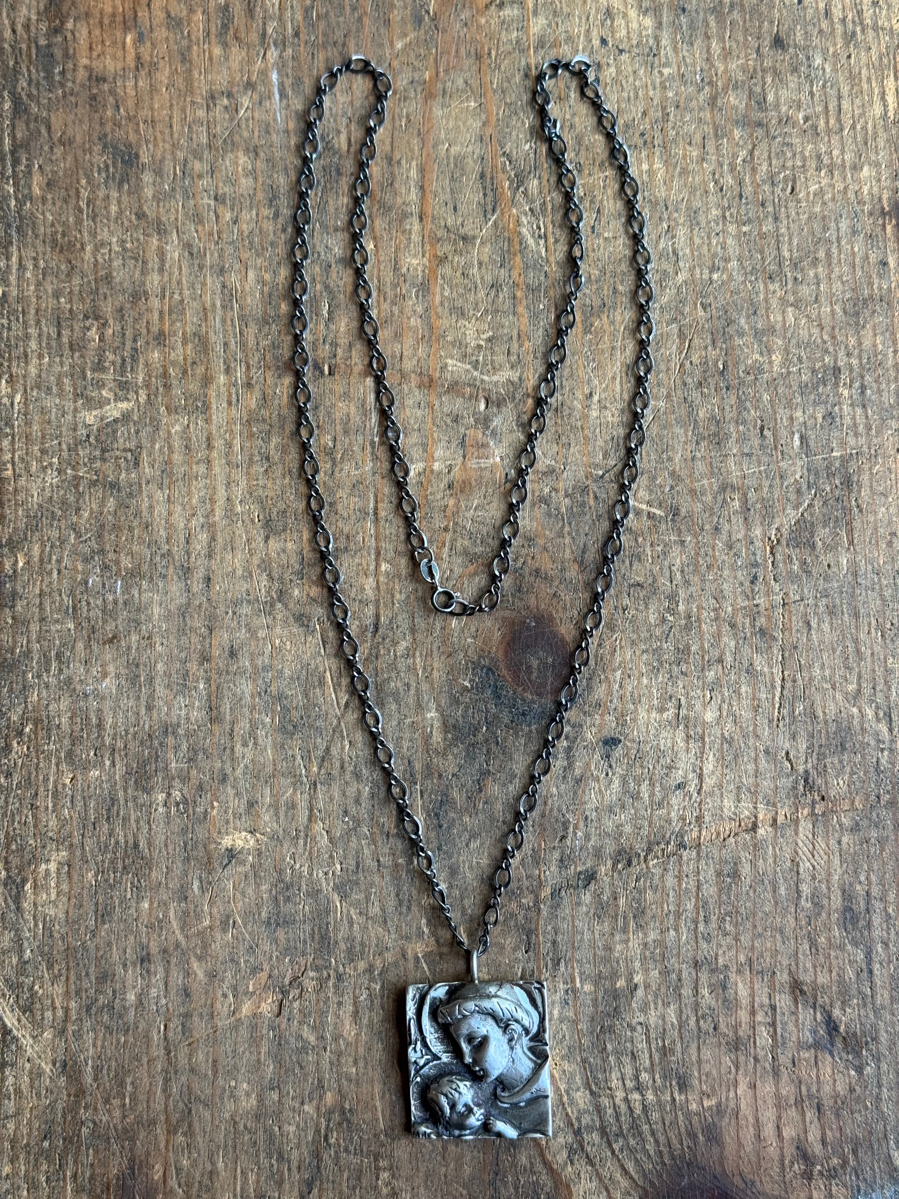 Vintage Sterling Silver Father & Child Necklace