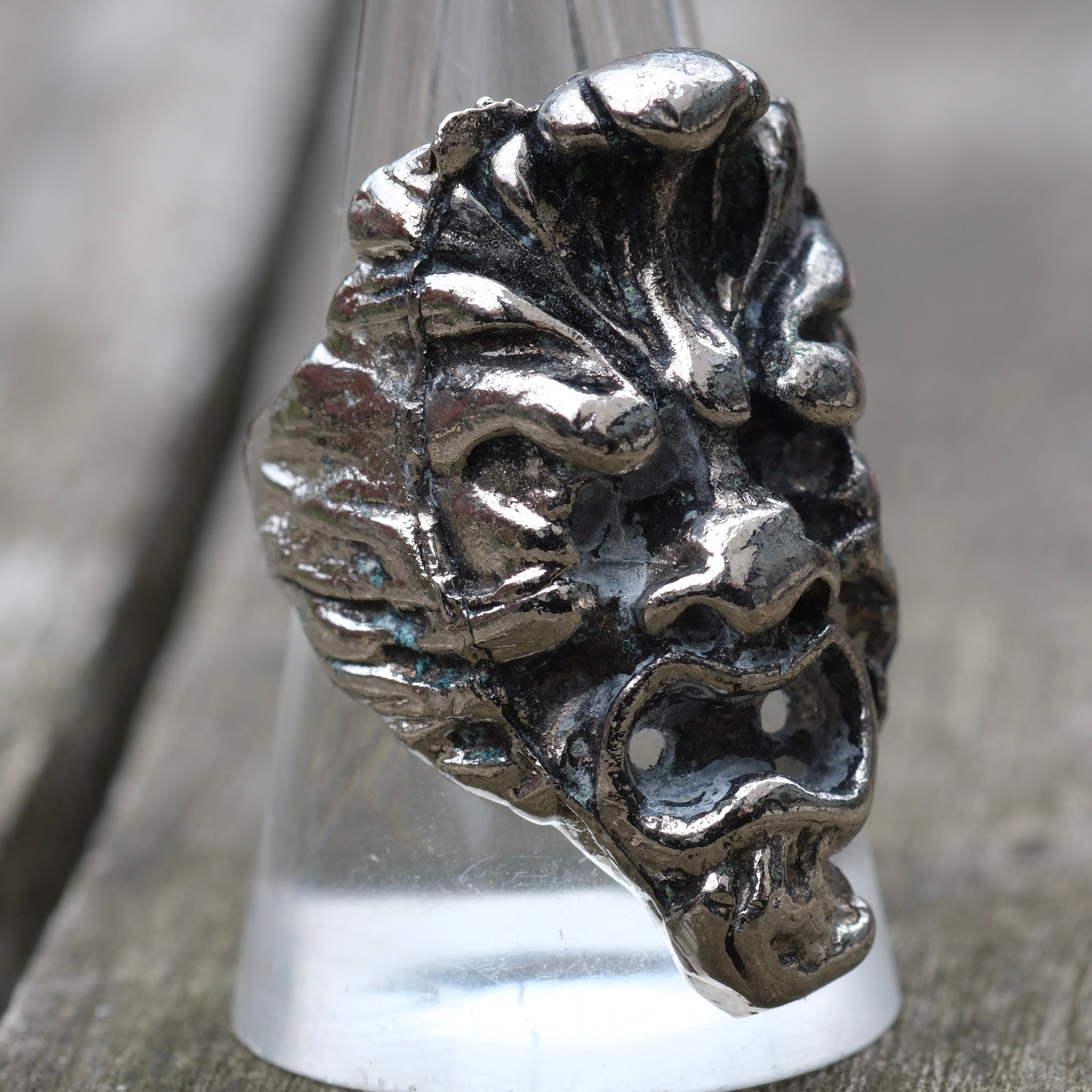 Vintage White Bronze Biker Ring 9