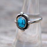 Vintage Sterling Turquoise Chip Inlay Ring 6