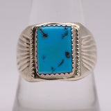 Vintage Sterling Turquoise Stamped Band Ring 9.5