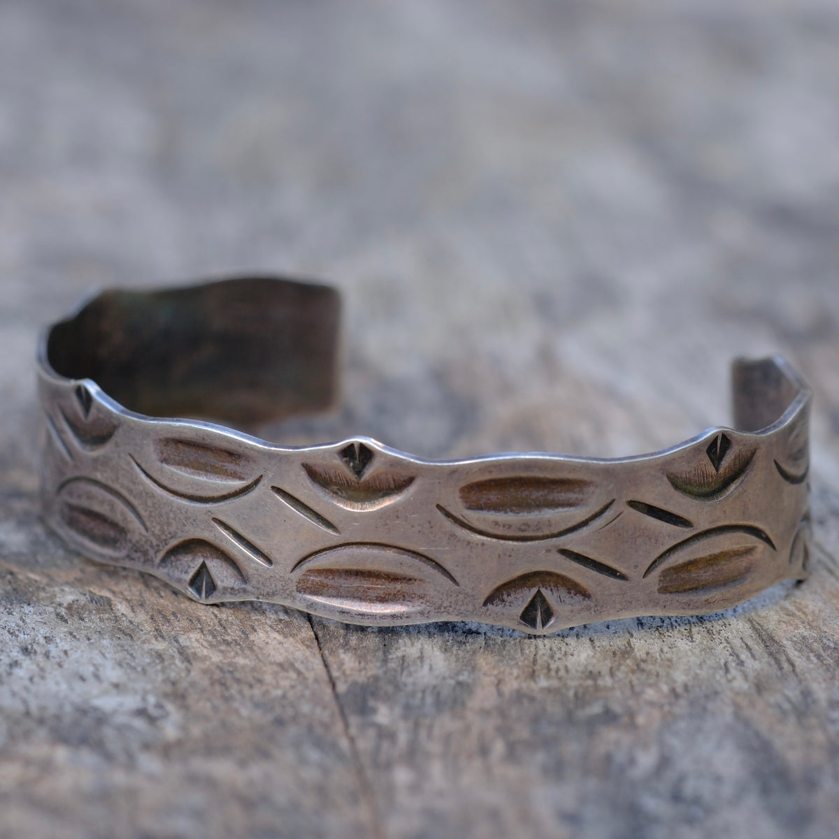 Vintage Sterling Silver Stamped Cuff Bracelet
