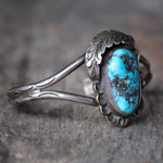 Vintage Sterling Turquoise Feather Cuff