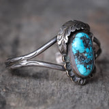 Vintage Sterling Turquoise Feather Cuff