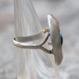 Vintage Sterling Turquoise Shadowbox Ring 4.5
