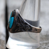 Vintage Sterling Abalone and Turquoise Thunderbird Ring 10.5