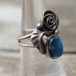 Vintage Sterling Blue Abalone Rose Ring  6.75