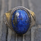 Vintage Sterling Lapis Cabochon Ring 13.75