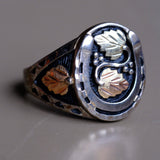 Vintage Sterling and 12k Gold Horseshoe Ring 9.75