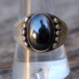 Vintage Sterling Hematite Stamped Cigar Band Ring 10
