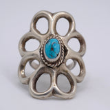 Vintage Sterling Silver Sandcast Turquoise Ring 6.25