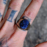 Vintage Sterling Lapis Signet Ring 10
