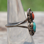 Vintage Sterling Turquoise and Coral Ring 6