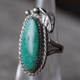 Vintage Sterling Turquoise Feather Ring 4.5