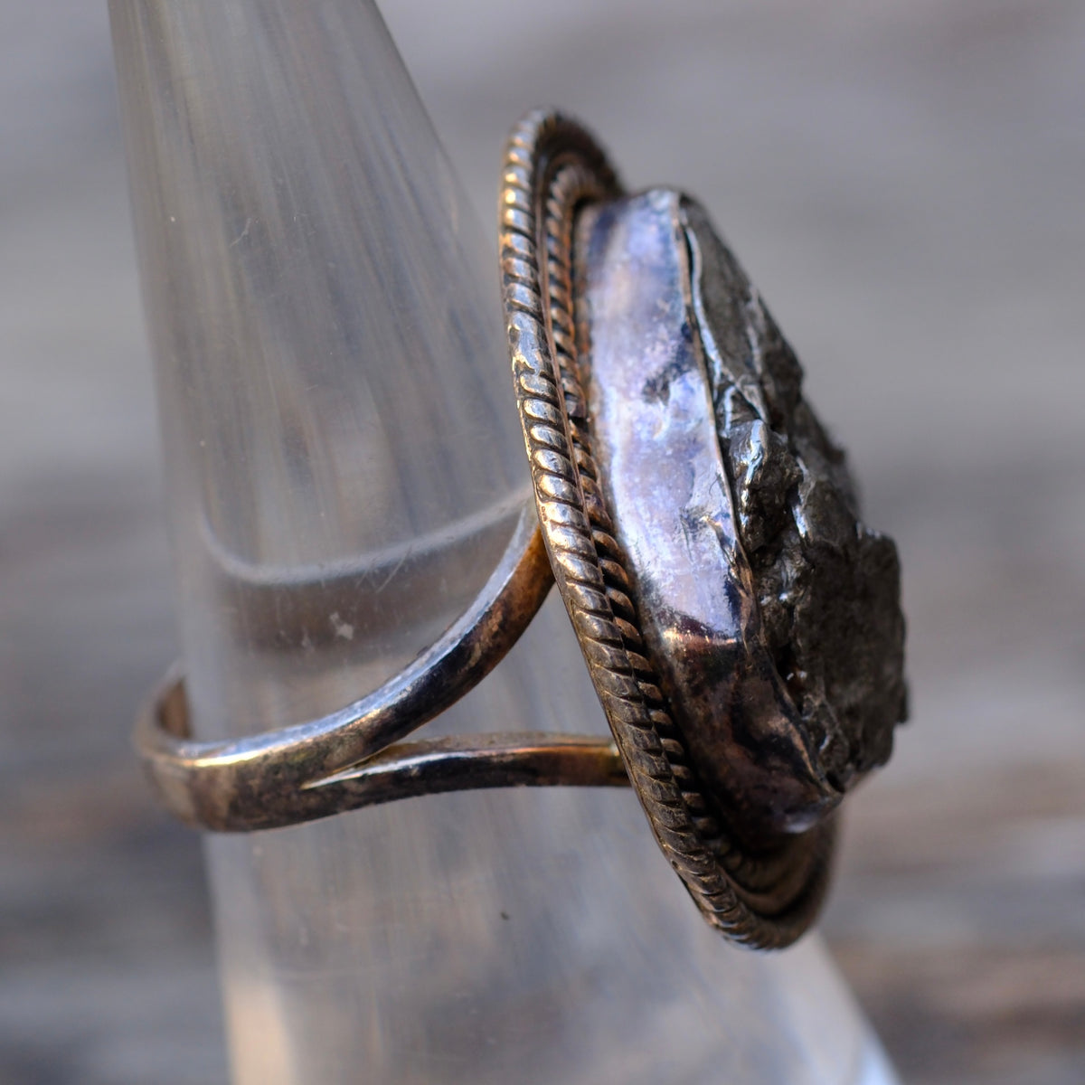 Vintage Sterling Pyrite Ring 6.75