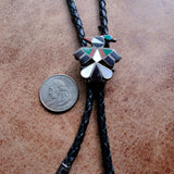Vintage Sterling Multistone Inlay Thunderbird Bolo Tie