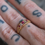 18K Gold Ruby and Diamond Victorian Ring 7