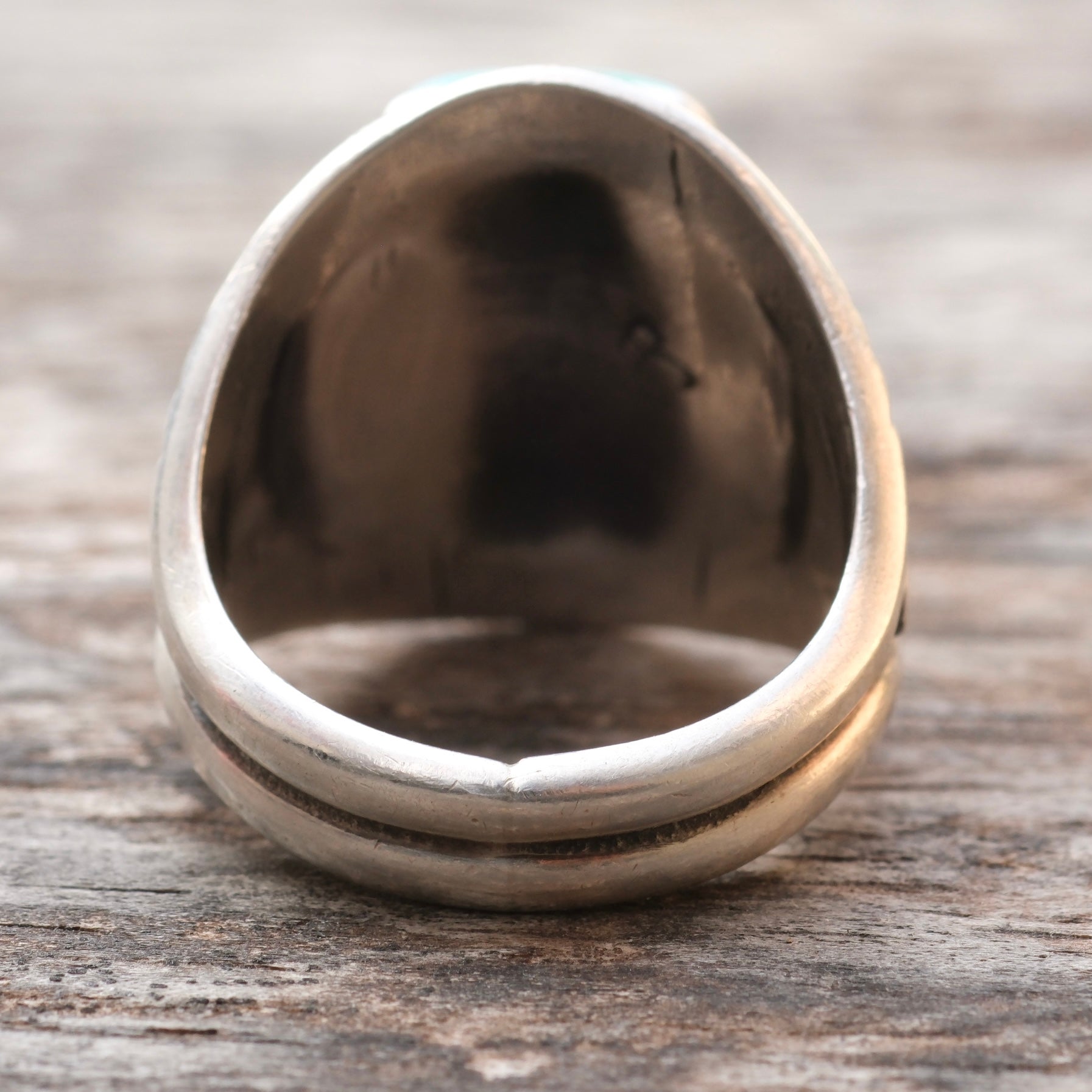 Vintage Sterling Turquoise Stamped Ring 11