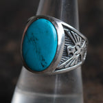 Vintage Sterling Turquoise Thunderbird Ring 8.75