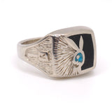 Vintage White Bronze Playboy Signet Ring 6.5