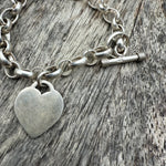 Vintage Sterling Silver Heart Chain Bracelet