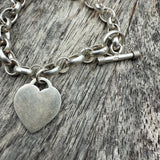 Vintage Sterling Silver Heart Chain Bracelet