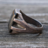 Vintage Sterling Onyx Signet Ring 10