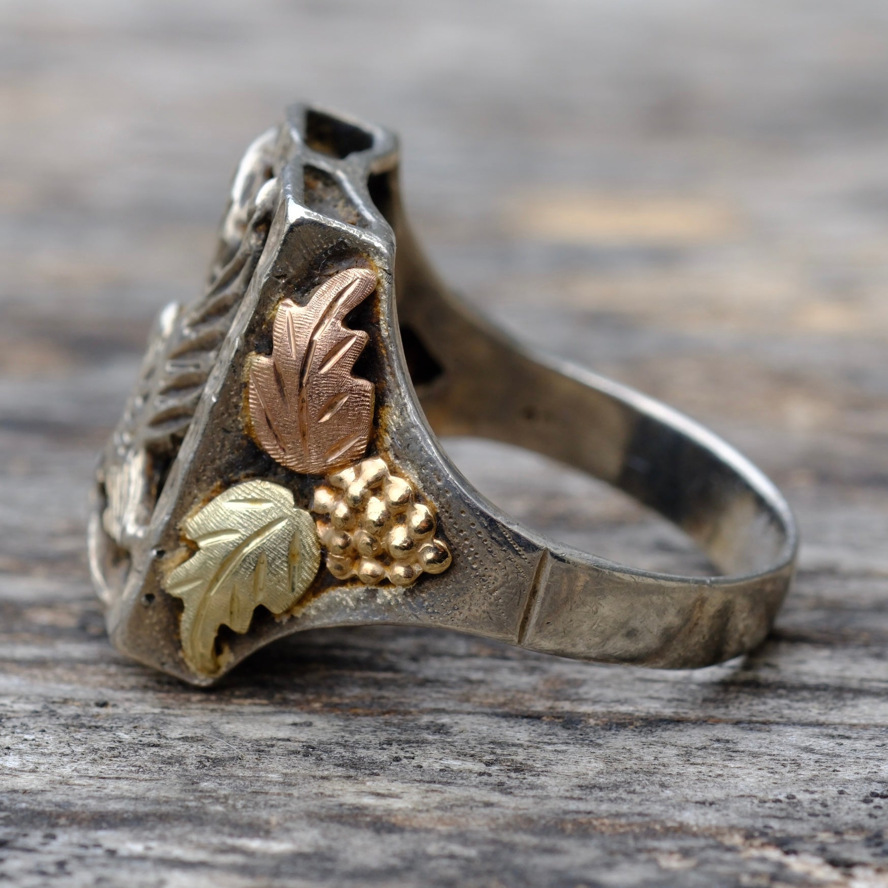 Vintage Sterling and Gold Eagle Ring 11.75