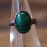 Vintage Sterling Malachite Ring 6.25