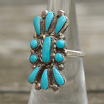Vintage Sterling Turquoise Cluster Ring 6