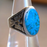 Vintage Sterling Turquoise Thunderbird Ring 7.25