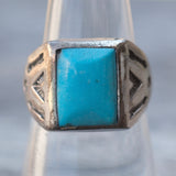 Vintage Sterling Sun Bell Trading Post Turquoise Ring 8.75