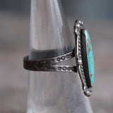 Vintage Sterling Turquoise Stamped Band Ring 5