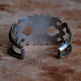 Vintage Sterling Turquoise Sandcast Cuff Bracelet