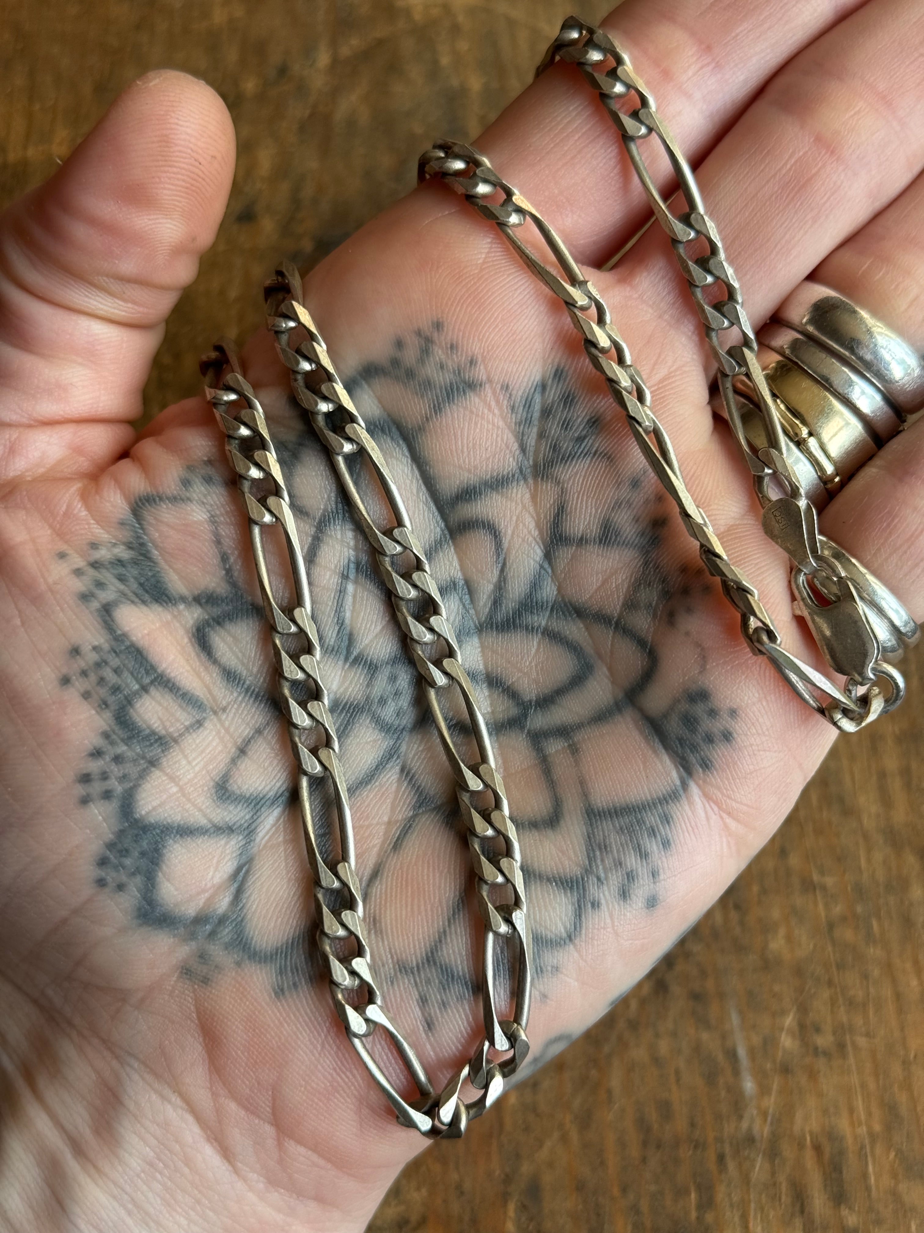 Vintage Sterling Silver 24” Figaro Chain