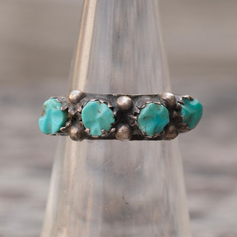 Vintage Sterling Turquoise Inlay Band 5.25