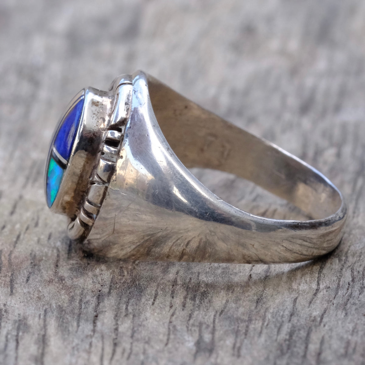Vintage Sterling Multistone Inlay Ring 11.25