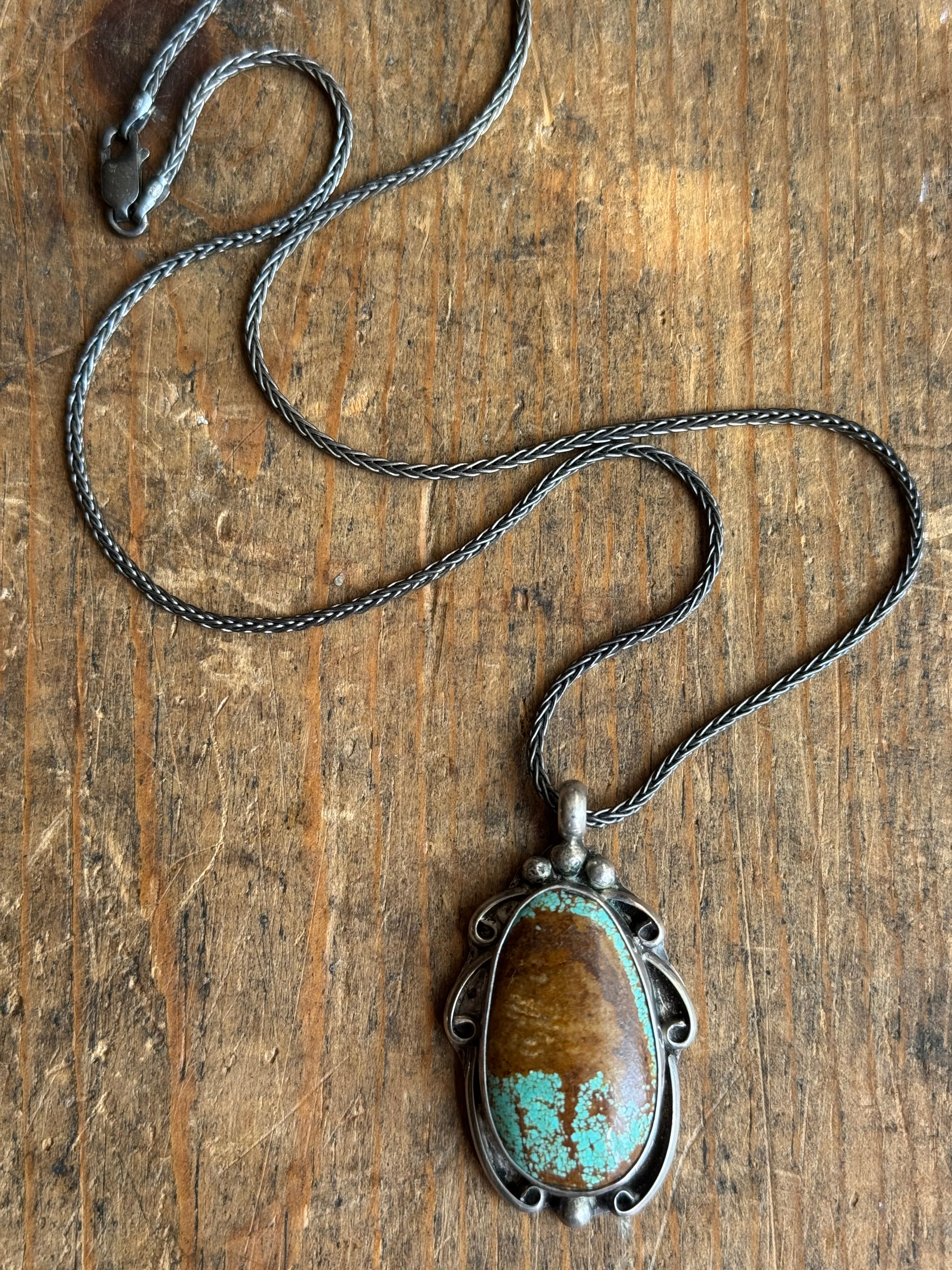 Vintage Sterling Silver Turquoise Florette 18" Necklace